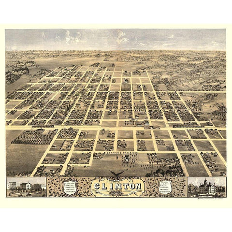 Clinton Illinois - Ruger 1869 Gold Ornate Wood Framed Art Print with Double Matting by Ruger