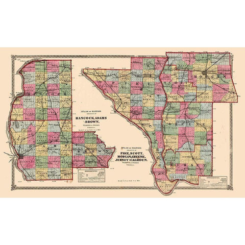 Illinois Counties Gold Ornate Wood Framed Art Print with Double Matting by Unknown