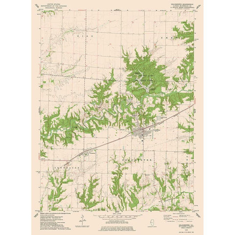 Colchester Illinois Quad - USGS 1974 Black Modern Wood Framed Art Print with Double Matting by USGS