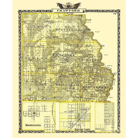 Crawford Illinois Landowner - Warner 1870 White Modern Wood Framed Art Print by Warner