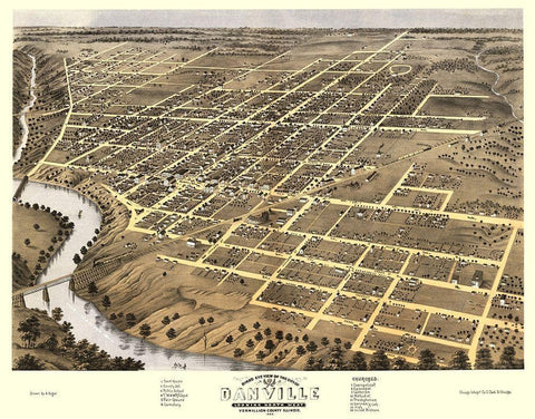 Danville Illinois - Ruger 1869 Black Ornate Wood Framed Art Print with Double Matting by Ruger