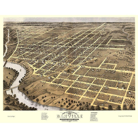 Danville Illinois - Ruger 1869 Gold Ornate Wood Framed Art Print with Double Matting by Ruger