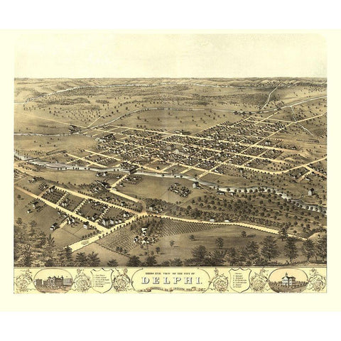 Delphi Indiana - Ruger 1869 Gold Ornate Wood Framed Art Print with Double Matting by Ruger