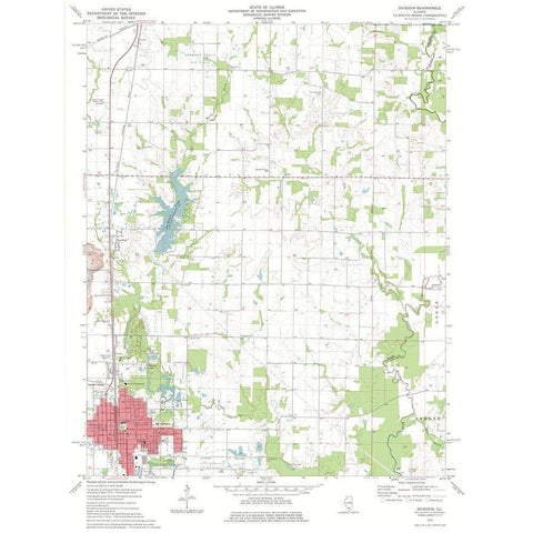 Du Quion Illinois Quad - USGS 1975 White Modern Wood Framed Art Print by USGS