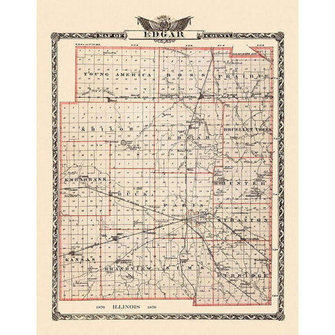 Edgar Illinois Landowner - Warner 1876 White Modern Wood Framed Art Print by Warner