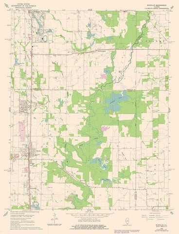 Elkville Illinois Quad - USGS 1968 White Modern Wood Framed Art Print with Double Matting by USGS