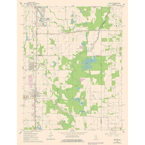 Elkville Illinois Quad - USGS 1968 White Modern Wood Framed Art Print by USGS