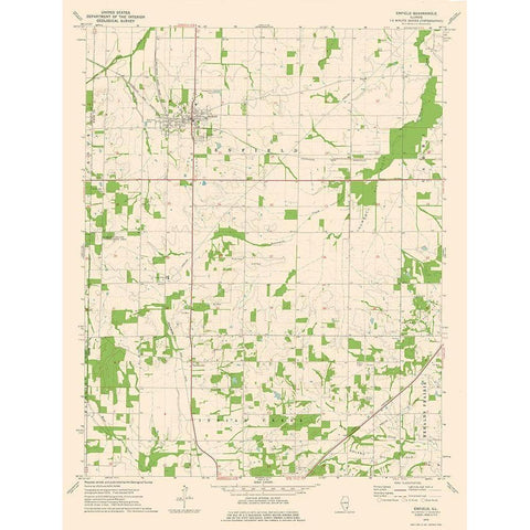 Enfield Illinois Quad - USGS 1974 Gold Ornate Wood Framed Art Print with Double Matting by USGS