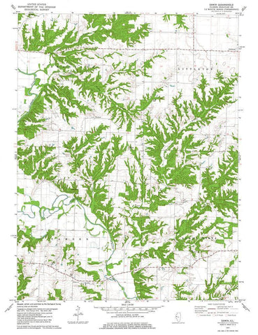 Erwin Illinois Quad - USGS 1981 Black Ornate Wood Framed Art Print with Double Matting by USGS