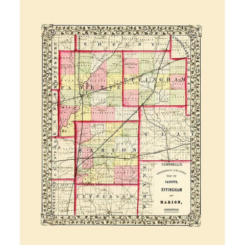 Fayette  Effingham  Marion Illinois - Campbell White Modern Wood Framed Art Print by Campbell