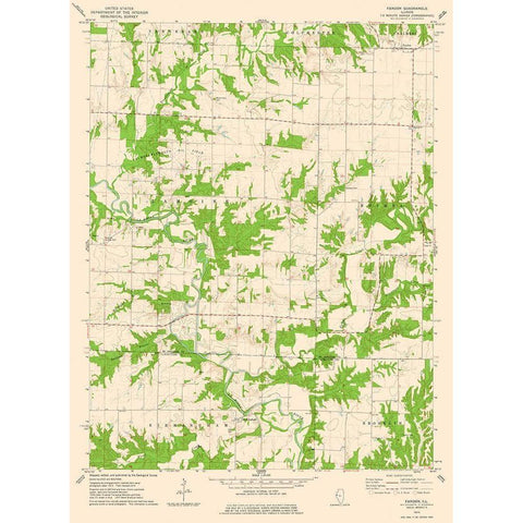 Fandon Illinois Quad - USGS 1974 Black Modern Wood Framed Art Print with Double Matting by USGS