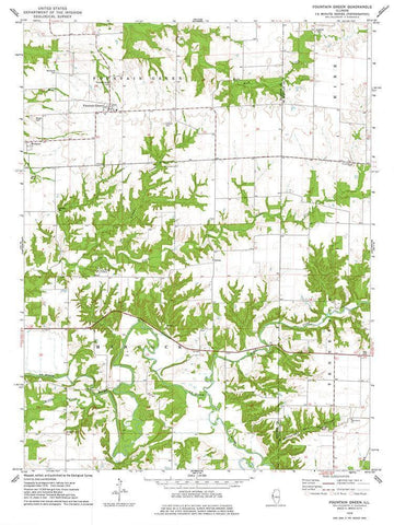 Fountain Green Illinois Quad - USGS 1974 White Modern Wood Framed Art Print with Double Matting by USGS