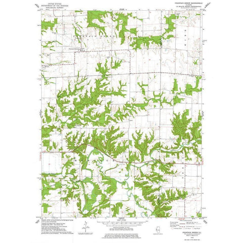 Fountain Green Illinois Quad - USGS 1974 White Modern Wood Framed Art Print by USGS