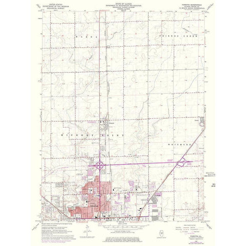 Forsyth Illinois Quad - USGS 1967 White Modern Wood Framed Art Print by USGS