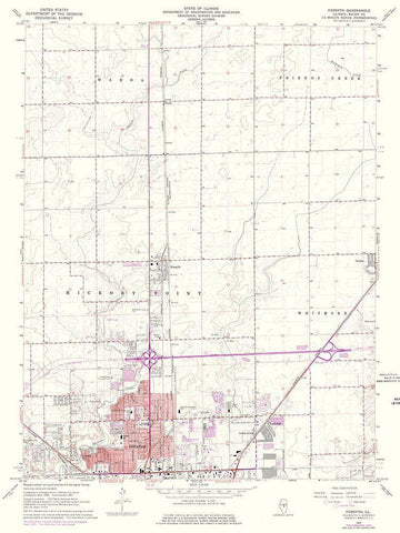 Forsyth Illinois Quad - USGS 1967 White Modern Wood Framed Art Print with Double Matting by USGS