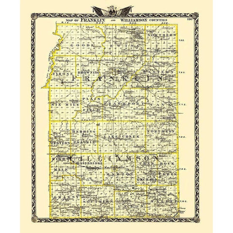 Franklin  Williamson Illinois Landowner Gold Ornate Wood Framed Art Print with Double Matting by Warner