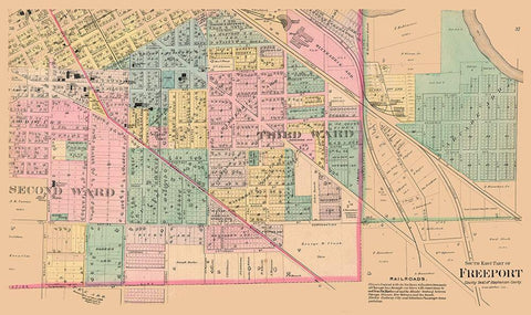 Southern Freeport  Illinois - 1894 White Modern Wood Framed Art Print with Double Matting by North West Publishing Co.