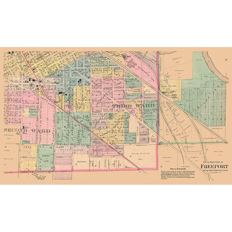 Southern Freeport  Illinois - 1894 Black Modern Wood Framed Art Print with Double Matting by North West Publishing Co.