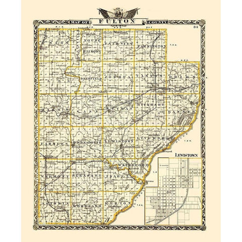 Fulton Illinois Landowner - Warner 1870 Gold Ornate Wood Framed Art Print with Double Matting by Warner