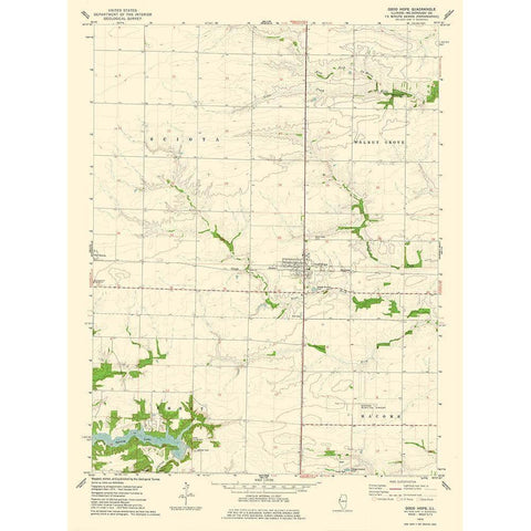 Good Hope Illinois Quad - USGS 1974 Gold Ornate Wood Framed Art Print with Double Matting by USGS