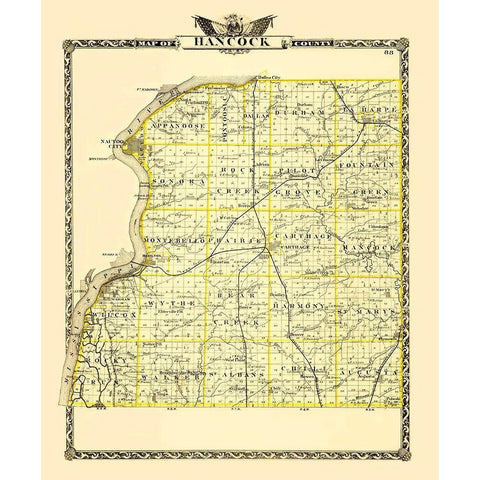 Hancock Illinois Landowner - Warner 1870 White Modern Wood Framed Art Print by Warner