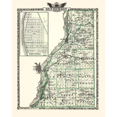 Henderson Illinois Landowner - Warner 1876 White Modern Wood Framed Art Print by Warner