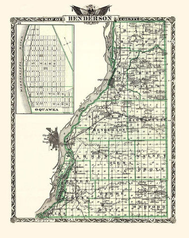 Henderson Illinois Landowner - Warner 1876 White Modern Wood Framed Art Print with Double Matting by Warner