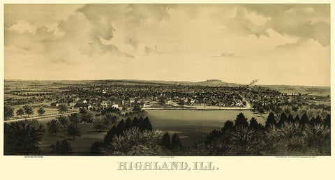 Highland Illinois - Hoerner 1894 White Modern Wood Framed Art Print with Double Matting by Hoerner