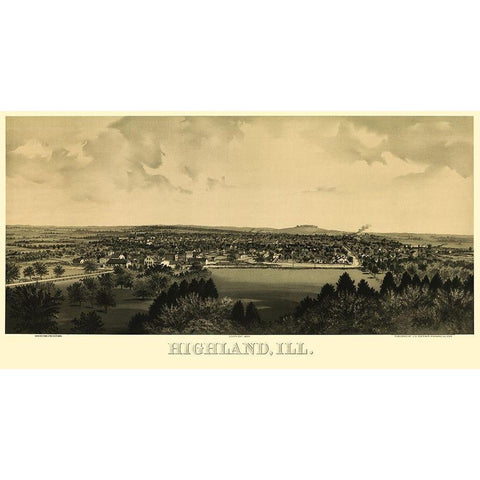 Highland Illinois - Hoerner 1894 Black Modern Wood Framed Art Print by Hoerner