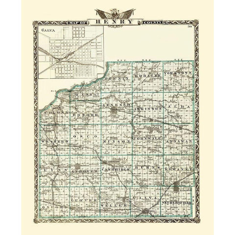 Henry Illinois Landowner - Warner 1870 White Modern Wood Framed Art Print by Warner