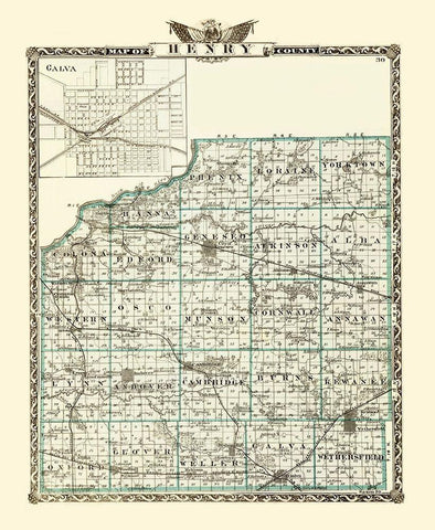 Henry Illinois Landowner - Warner 1870 White Modern Wood Framed Art Print with Double Matting by Warner