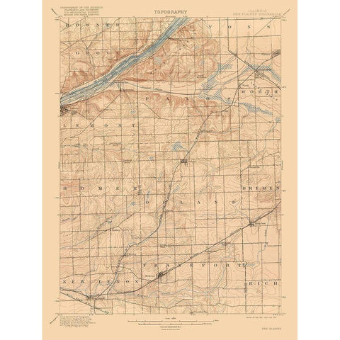 Illinois des Planes Quad - USGS 1917 White Modern Wood Framed Art Print by USGS