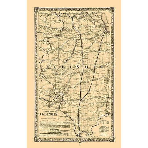 Illinois Railroads - Colton 1861  Black Modern Wood Framed Art Print with Double Matting by Colton