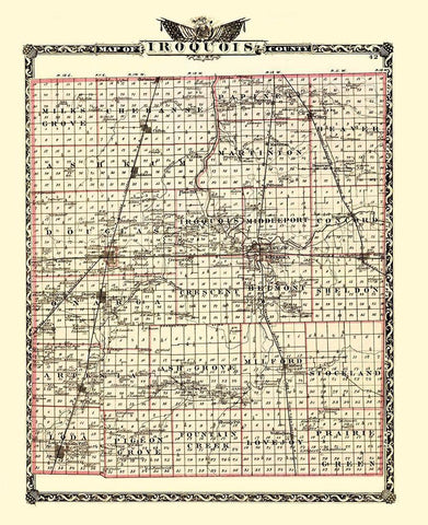 Iroquois Illinois Landowner - Warner 1870 White Modern Wood Framed Art Print with Double Matting by Warner