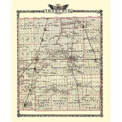 Iroquois Illinois Landowner - Warner 1870 Black Modern Wood Framed Art Print with Double Matting by Warner