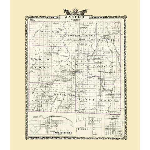 Jasper Illinois Landowner - Warner 1876 White Modern Wood Framed Art Print by Warner