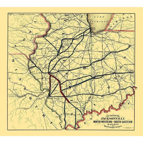 Jacksonville Northwestern, Southeastern 1850 Gold Ornate Wood Framed Art Print with Double Matting by Watson