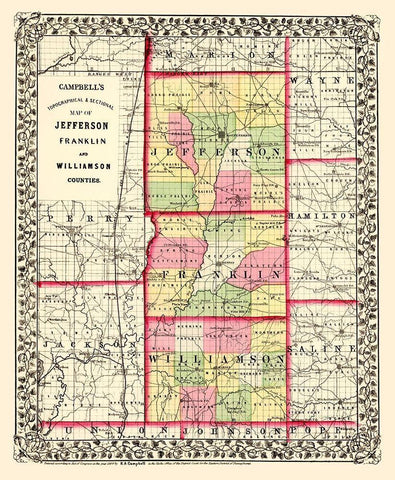 Jefferson Franklin Williamson Illinois White Modern Wood Framed Art Print with Double Matting by Campbell