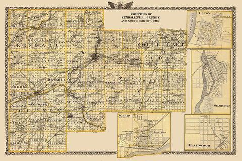 Kendall Will Grundy Cook Illinois Landowner White Modern Wood Framed Art Print with Double Matting by Warner