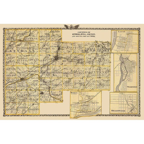 Kendall Will Grundy Cook Illinois Landowner Gold Ornate Wood Framed Art Print with Double Matting by Warner