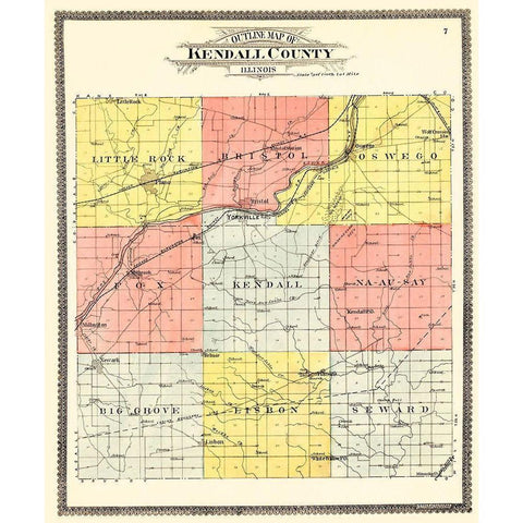 Kendall Illinois - Ogle 1903 Black Modern Wood Framed Art Print with Double Matting by Ogle