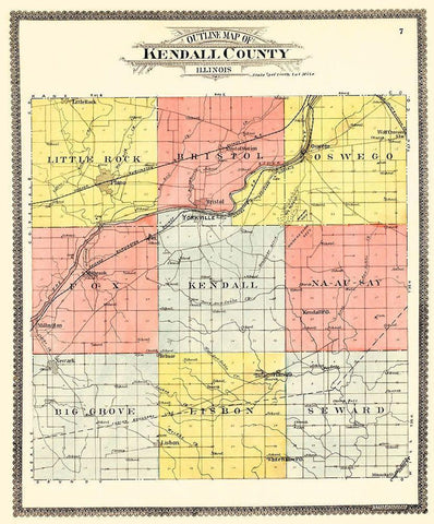 Kendall Illinois - Ogle 1903 Black Ornate Wood Framed Art Print with Double Matting by Ogle