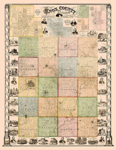 Knox Illinois Landowner - Thompson 1861 White Modern Wood Framed Art Print with Double Matting by Thompson