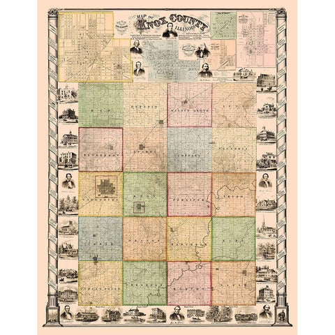 Knox Illinois Landowner - Thompson 1861 Black Modern Wood Framed Art Print by Thompson