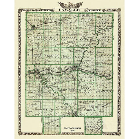 La Salle Illinois Landowner - Warner 1876 Gold Ornate Wood Framed Art Print with Double Matting by Warner