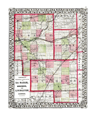 La Salle  Grundy  Livingston Illinois White Modern Wood Framed Art Print with Double Matting by Campbell