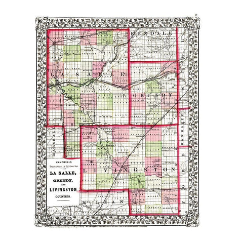 La Salle  Grundy  Livingston Illinois Black Modern Wood Framed Art Print by Campbell