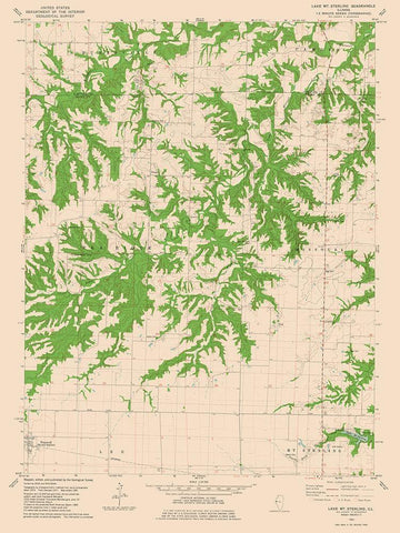 Lake Mt Sterling Illinois Quad - USGS 1981 White Modern Wood Framed Art Print with Double Matting by USGS