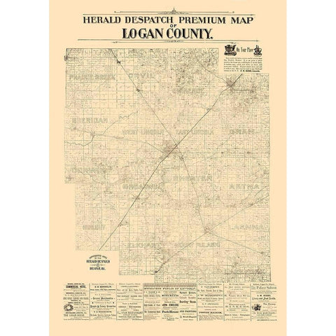 Logan County Illinois - Herald Despatch 1861  Black Modern Wood Framed Art Print with Double Matting by Herald Despatch