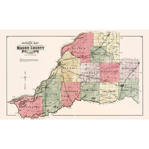 Mason Illinois - Ogle 1891 Black Modern Wood Framed Art Print by Ogle